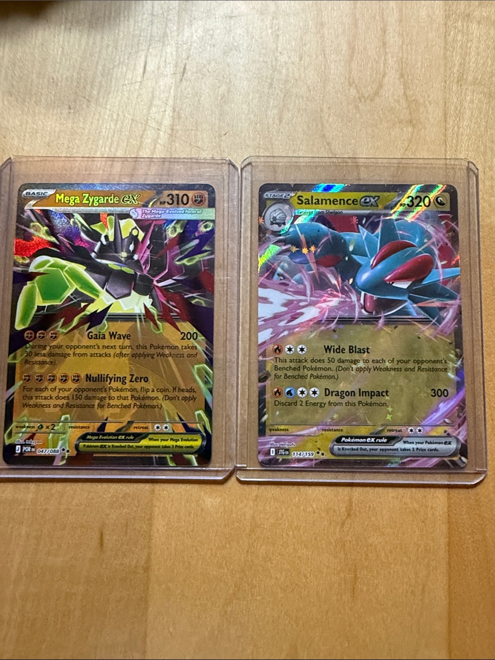 Pokemon Mega Zygarde GX and Salamence GX Holographic Cards - Green, Blue, Pink